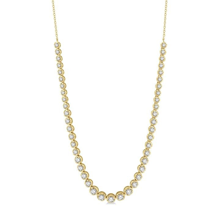 3 Ctw Round Cut Diamond Illusion Necklace in 14K Yellow Gold