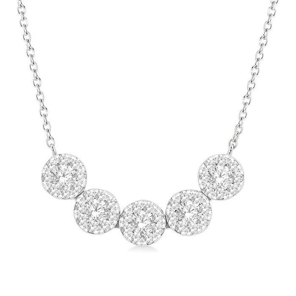 1/2 Ctw 5-Stone Circular Mount Shine Bright Round Cut Diamond Necklace in 14K White Gold
