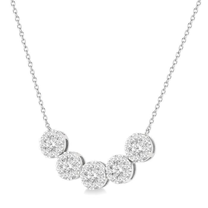 Round Shape 5 Stone Shine Bright Essential Diamond Smile Necklace