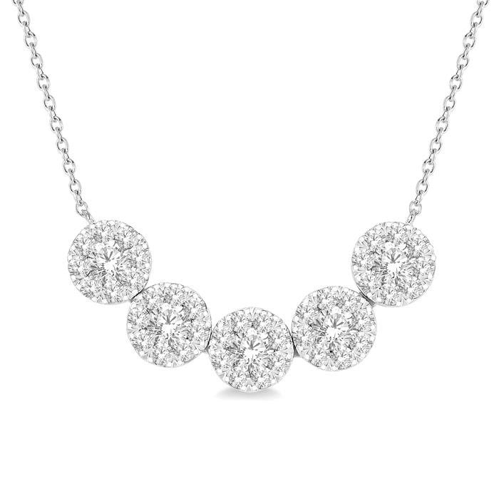 Round Shape 5 Stone Shine Bright Essential Diamond Smile Necklace