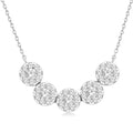 3/4 Ctw 5-Stone Circular Mount Shine Bright Round Cut Diamond Necklace in 14K White Gold