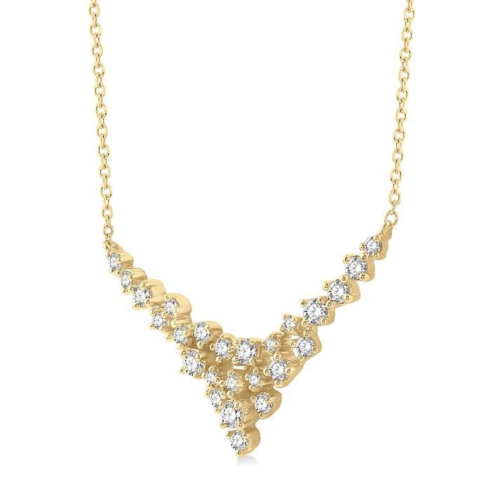 1/2 Ctw V-Shape Round Cut Diamond Scatter Necklace in 14K Yellow Gold