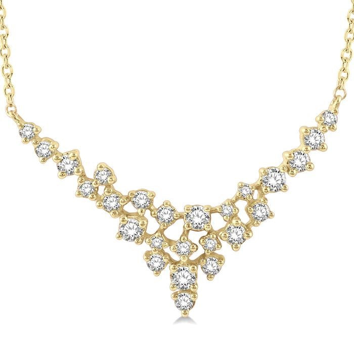 1/2 Ctw V-Shape Round Cut Diamond Scatter Necklace in 14K Yellow Gold
