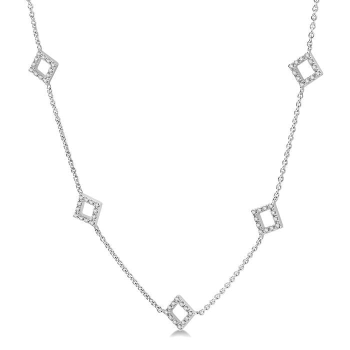 Square Shape Diamond Station Necklace