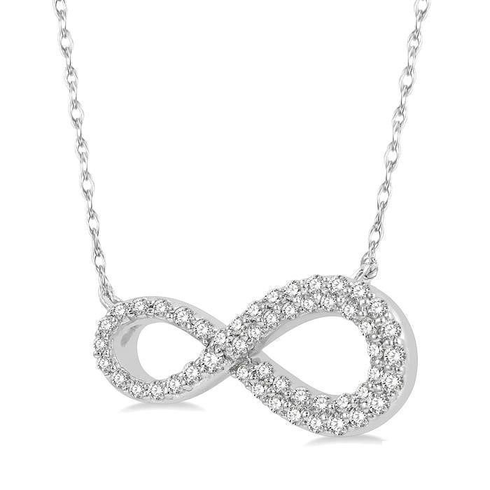 1/4 Ctw Infinity Round Cut Diamond Necklace in 14K White Gold