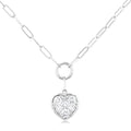1/4 Ctw Shine Bright Heart Shape Round Cut Diamond Paperclip Necklace in 14K White Gold