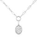 1/4 Ctw Shine Bright Oval Shape Round Cut Diamond Paperclip Necklace in 14K White Gold