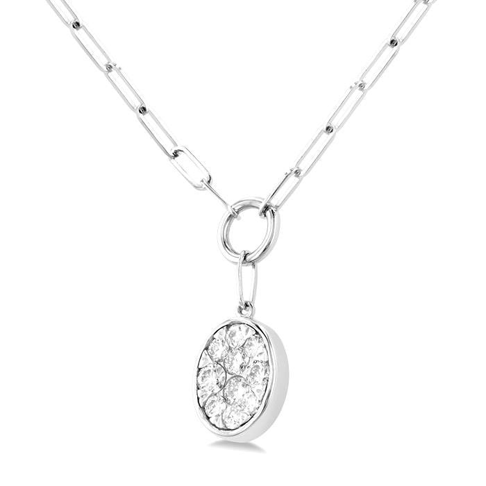 1/4 Ctw Shine Bright Oval Shape Round Cut Diamond Paperclip Necklace in 14K White Gold