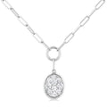 Oval Shape Shine Bright Bezel Paperclip Necklace