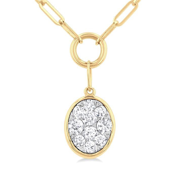 Oval Shape Shine Bright Bezel Paperclip Necklace