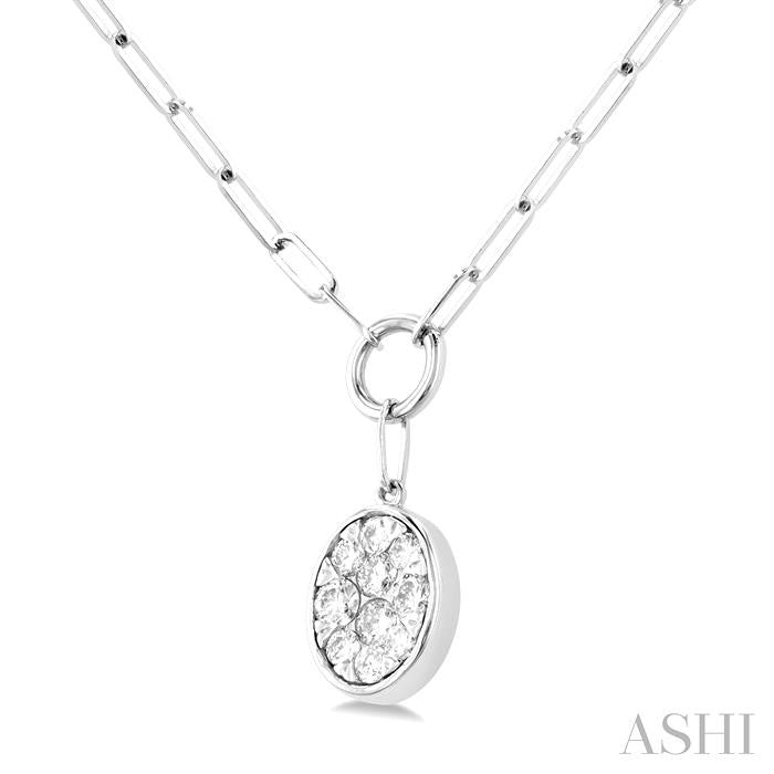 1/4 Ctw Shine Bright Oval Shape Round Cut Diamond Paperclip Necklace in 14K White Gold