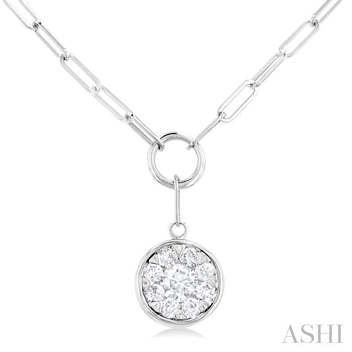 1/4 Ctw Shine Bright Circular Shape Round Cut Diamond Paperclip Necklace in 14K White Gold