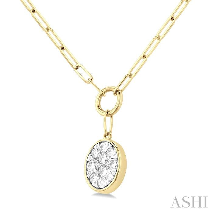 1/4 Ctw Shine Bright Oval Shape Round Cut Diamond Paperclip Necklace in 14K Yellow & White Gold