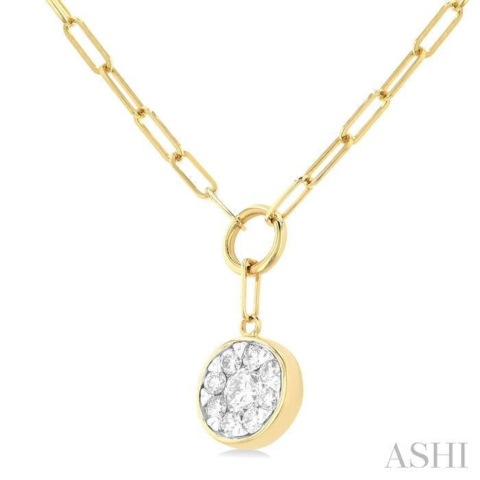 1/4 Ctw Shine Bright Circular Shape Round Cut Diamond Paperclip Necklace in 14K Yellow & White Gold