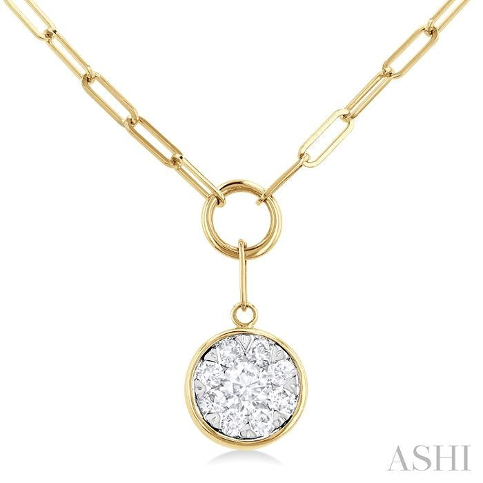 1/4 Ctw Shine Bright Circular Shape Round Cut Diamond Paperclip Necklace in 14K Yellow & White Gold
