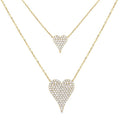Double Heart Shape Layered Diamond Necklace