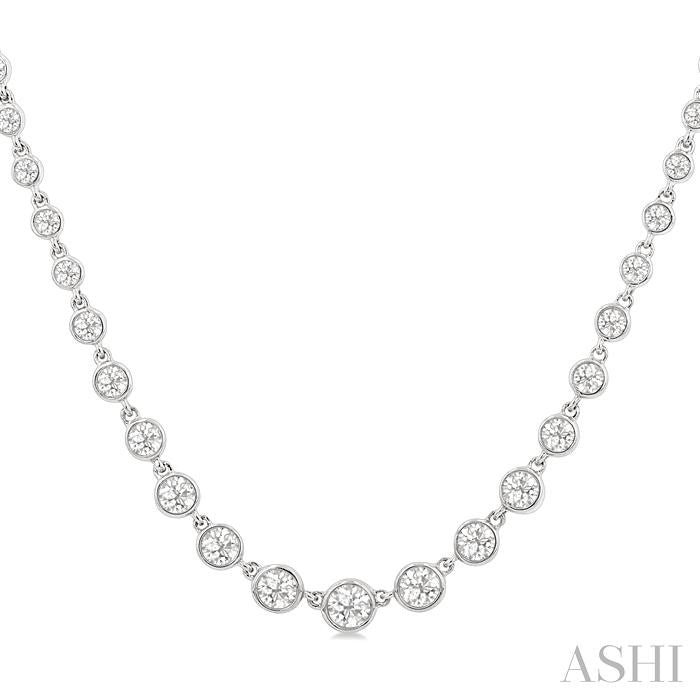 Halfway Graduated Bezel Set Diamond Tennis Necklace