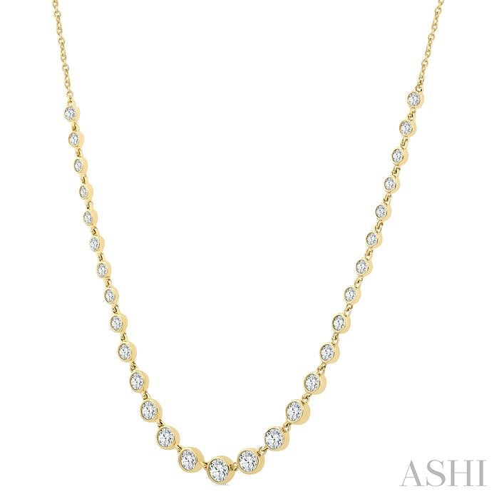 Halfway Graduated Bezel Set Diamond Tennis Necklace