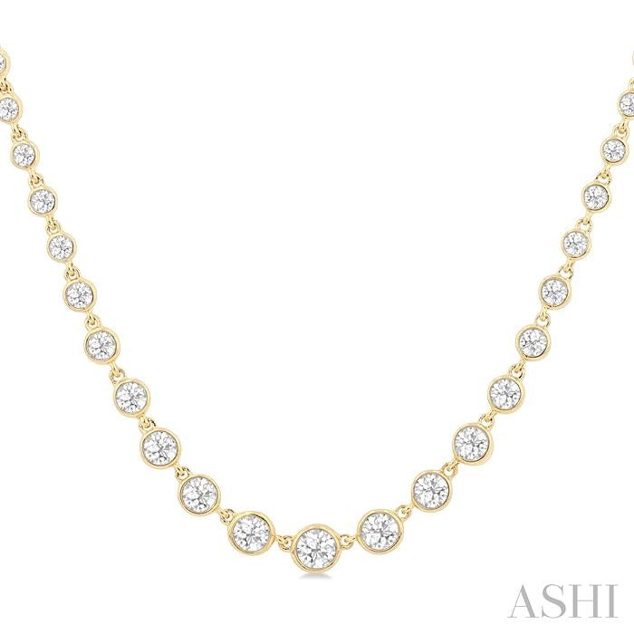 Halfway Graduated Bezel Set Diamond Tennis Necklace