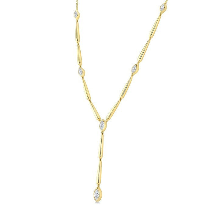1 Ctw Marquise Cut Diamond Teardrop Bar Necklace in 14K Yellow Gold