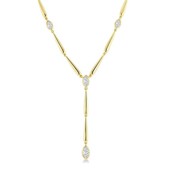 1 Ctw Marquise Cut Diamond Teardrop Bar Necklace in 14K Yellow Gold