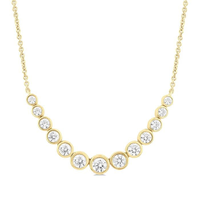 Solstice Allure Bezel Set Graduated Diamond Smile Necklace