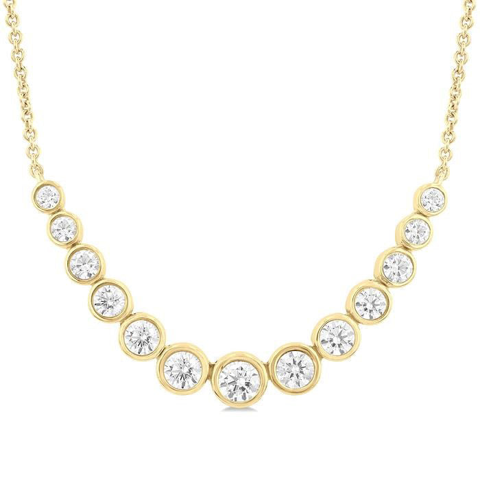 Solstice Allure Bezel Set Graduated Diamond Smile Necklace