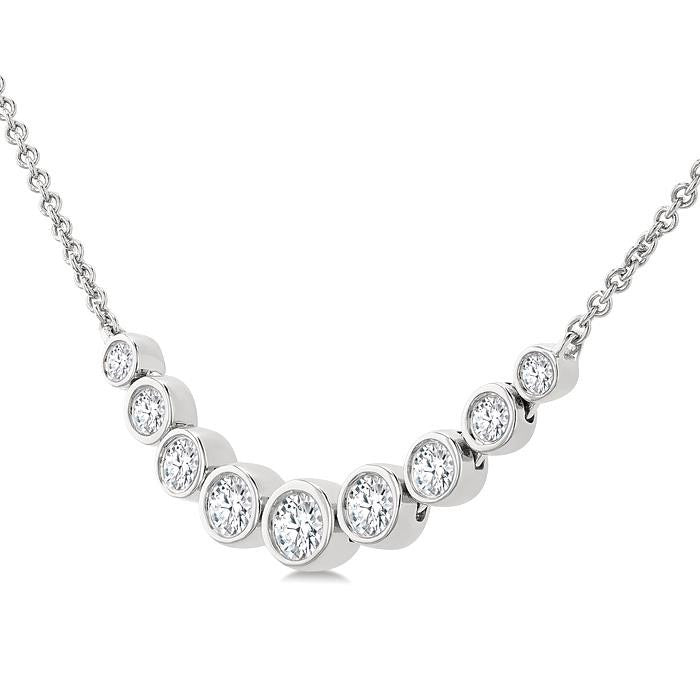 Orchid Sovereign Bezel Set Graduated Diamond Smile Necklace