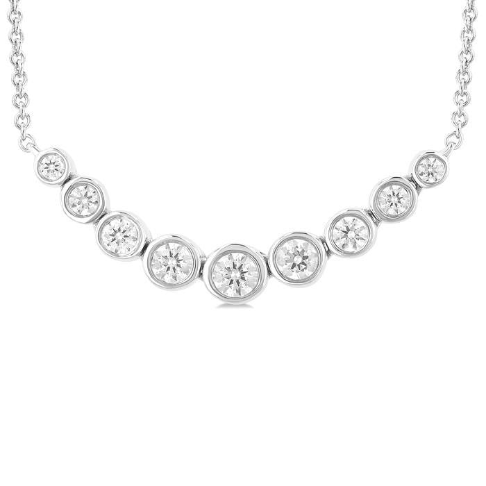 Orchid Sovereign Bezel Set Graduated Diamond Smile Necklace