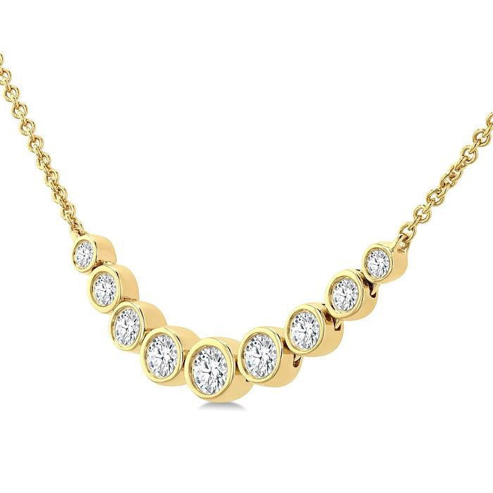Saffron Lilith Bezel Set Graduated Diamond Smile Necklace