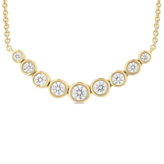 Saffron Lilith Bezel Set Graduated Diamond Smile Necklace