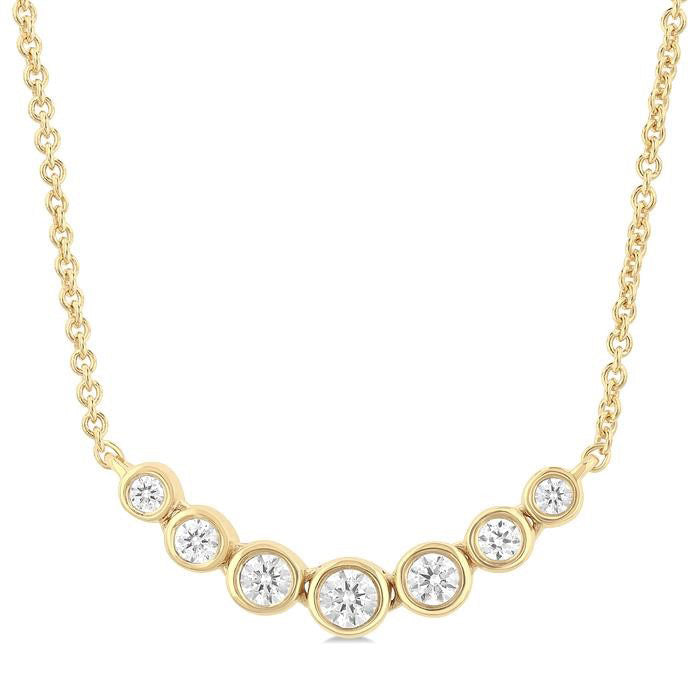 Gale Lilith Bezel Set Graduated Diamond Smile Necklace