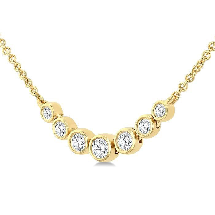 Gale Lilith Bezel Set Graduated Diamond Smile Necklace
