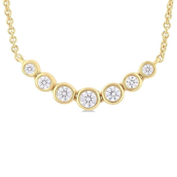 Gale Lilith Bezel Set Graduated Diamond Smile Necklace