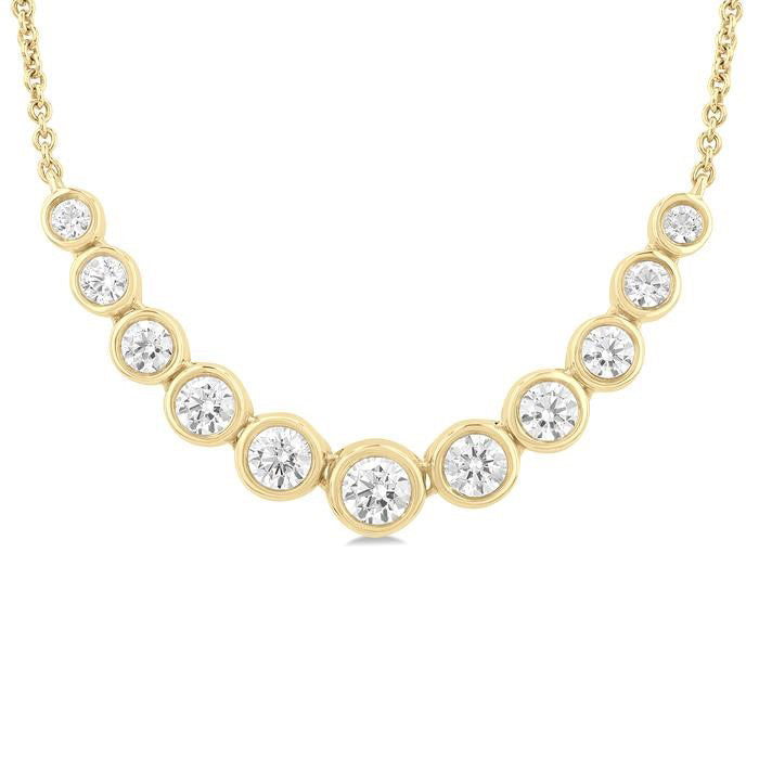 Zenith Wren Bezel Set Graduated Diamond Smile Necklace