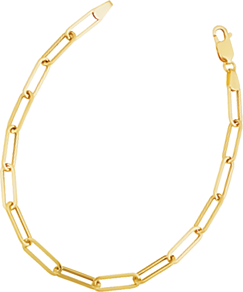 14k Yellow Gold Paperclip Chain Bracelet