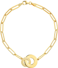 14k Yellow Gold Interlocking Disc Paperclip Link Bracelet 7.5"