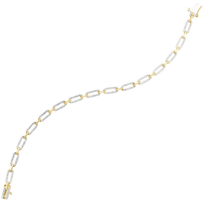 10K YG 1/2 ct. tw. Diamond Paperclip Link Bracelet