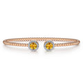14K Rose Gold Round Citrine and Diamond Halo Bujukan Bangle