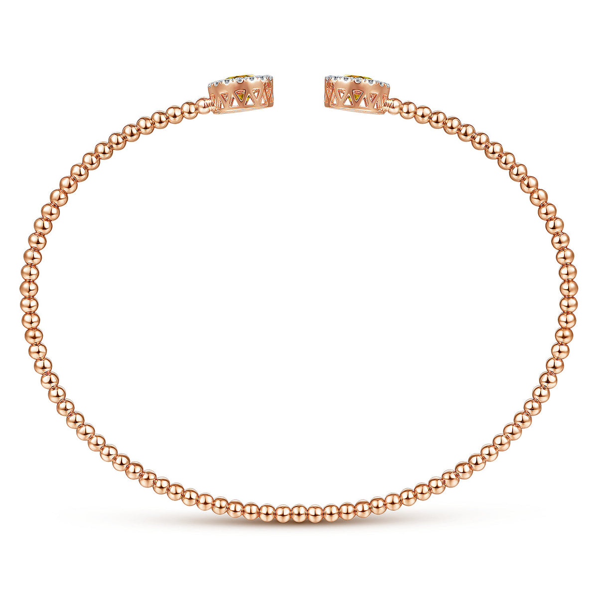 14K Rose Gold Round Citrine and Diamond Halo Bujukan Bangle