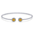14K White Gold Round Citrine and Diamond Halo Bujukan Bangle