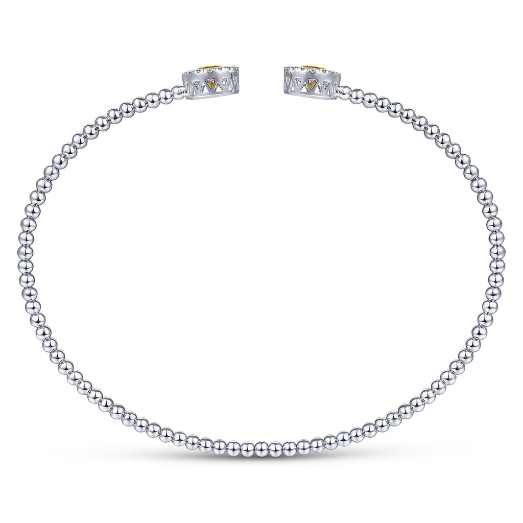 14K White Gold Round Citrine and Diamond Halo Bujukan Bangle