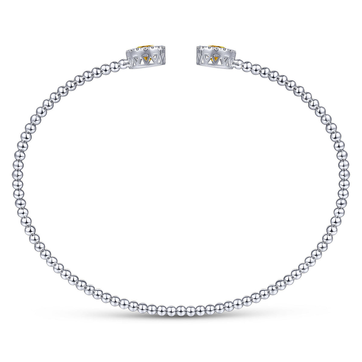 14K White Gold Round Citrine and Diamond Halo Bujukan Bangle