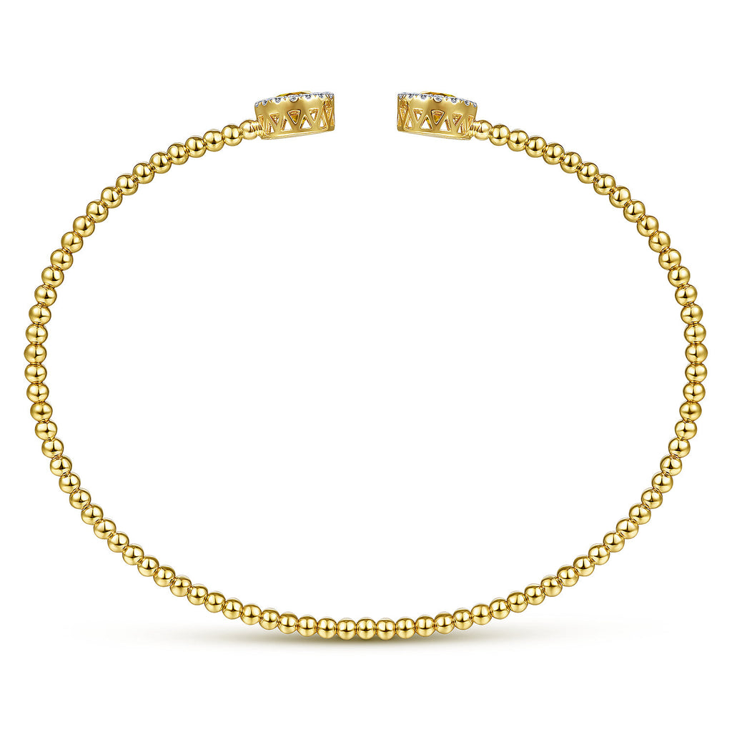 14K Yellow Gold Round Citrine and Diamond Halo Bujukan Bangle