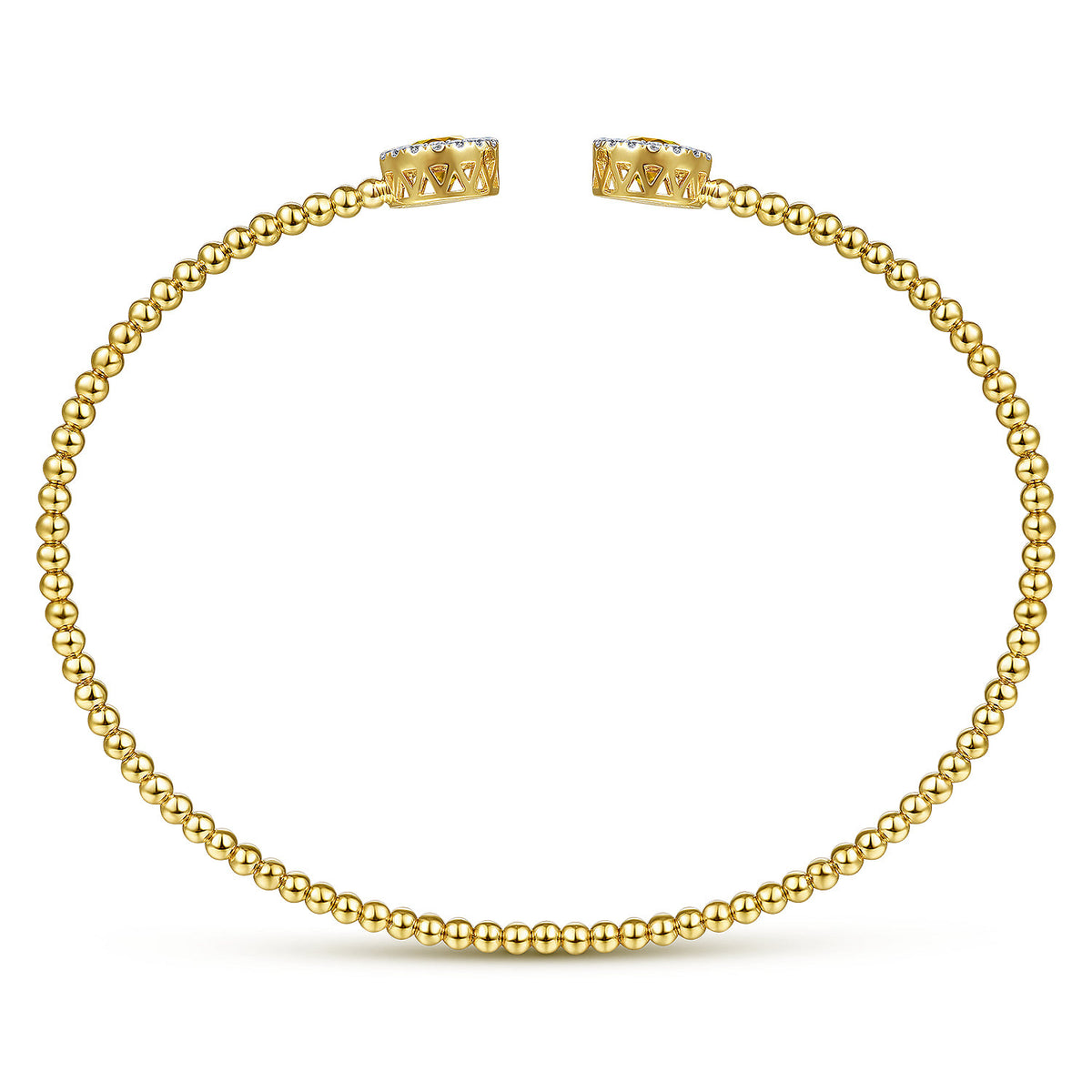 14K Yellow Gold Round Citrine and Diamond Halo Bujukan Bangle