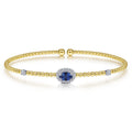 14K White-Yellow Gold Bujukan Sapphire and Diamond Halo Bangle