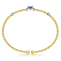 14K White-Yellow Gold Bujukan Sapphire and Diamond Halo Bangle