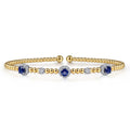 14K White-Yellow Gold Bujukan Sapphire and Diamond Halo Bangle
