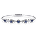 14K White Gold Diamond Sapphire Bangle