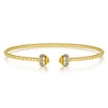 14K Yellow Gold Diamond and Citrine Bujukan Open Bangle